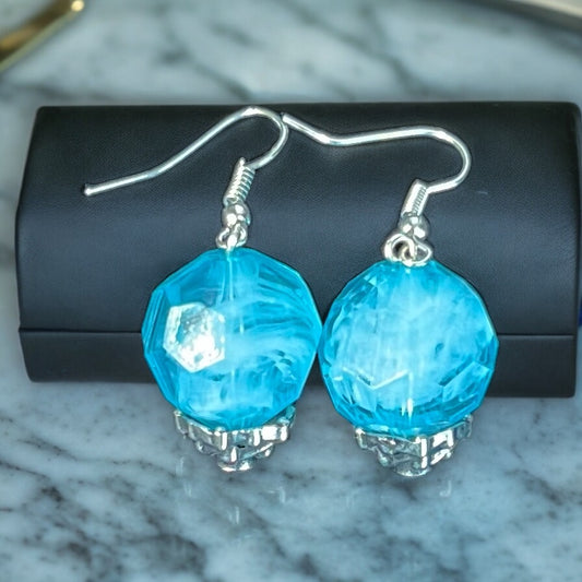 Blue Chunky Bead Earrings