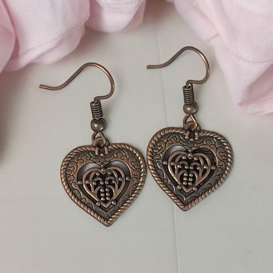 Bronze Heart Earrings