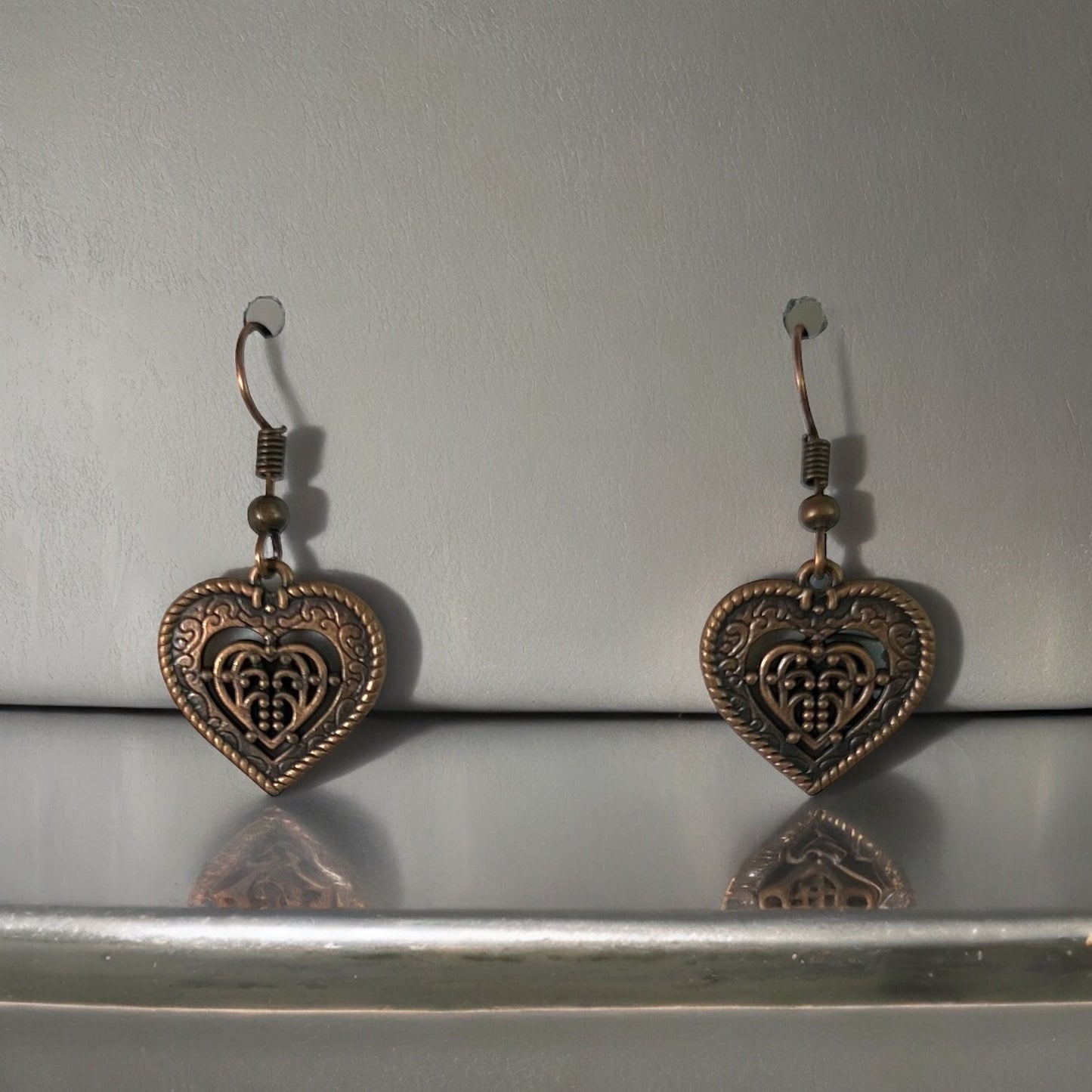 Bronze Heart Earrings