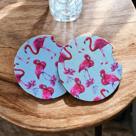 Flamingo Neoprene Car Coaster Set