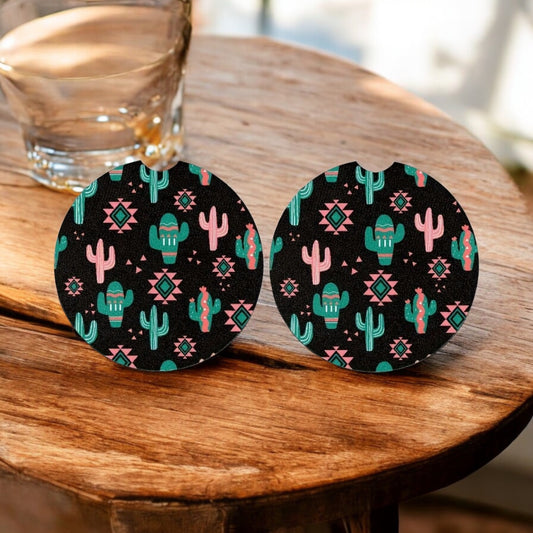 Cactus Neoprene Car Coaster Set