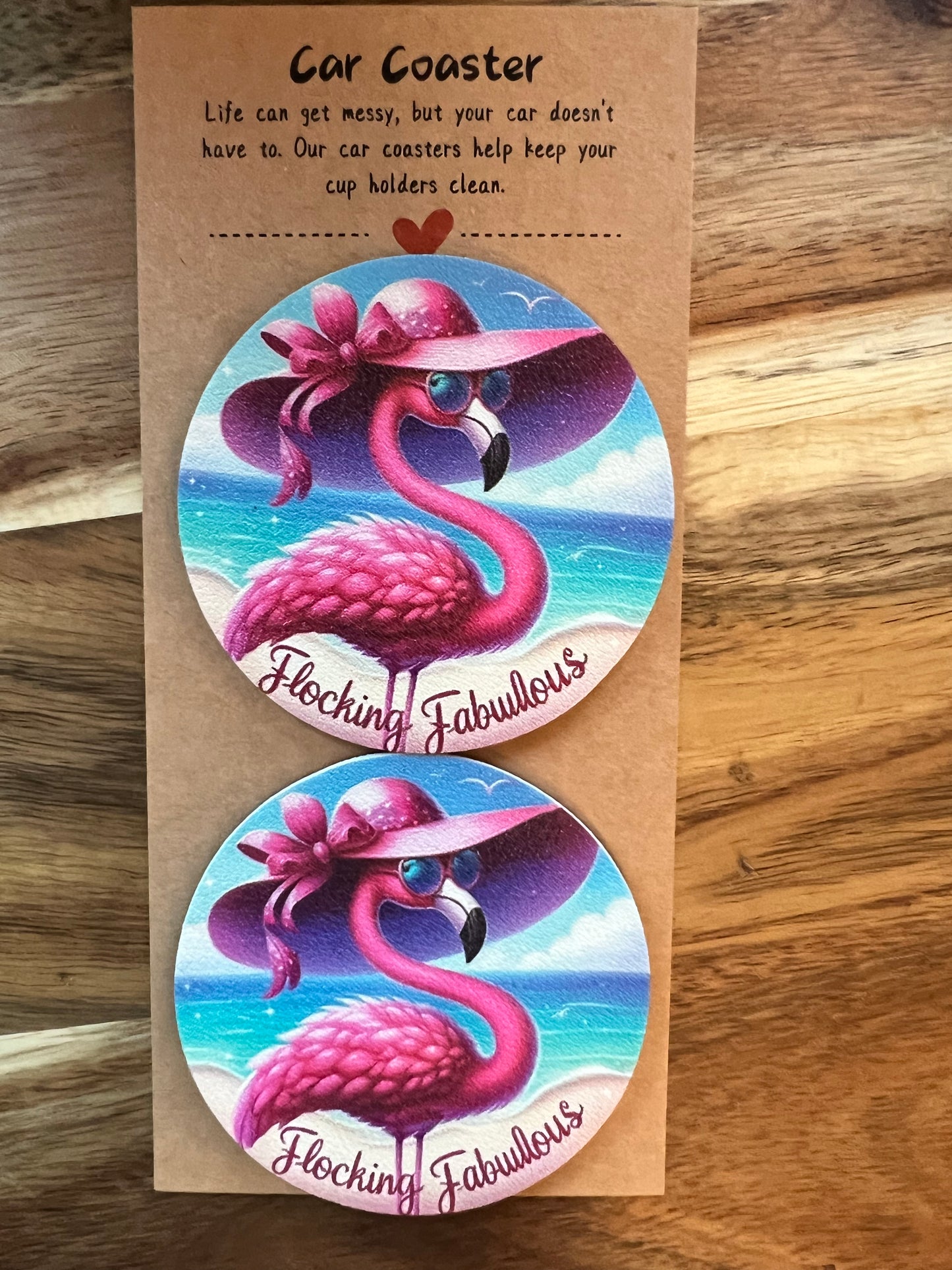 Flocking Fabulous Flamingo Silicone Car Coaster Set