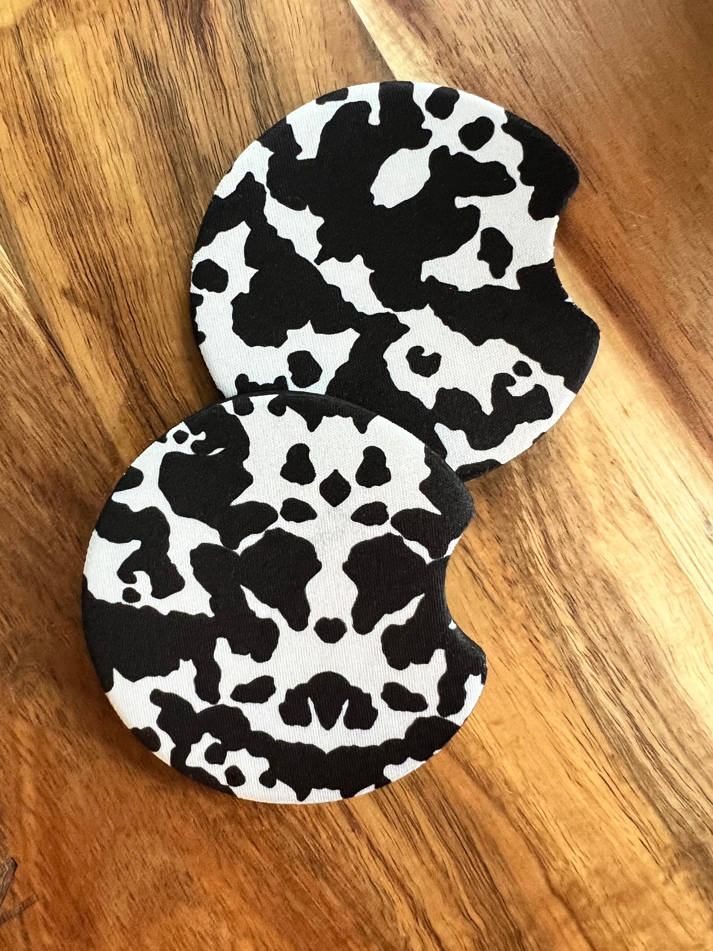 Cow Print Neoprene Car Coaster Set