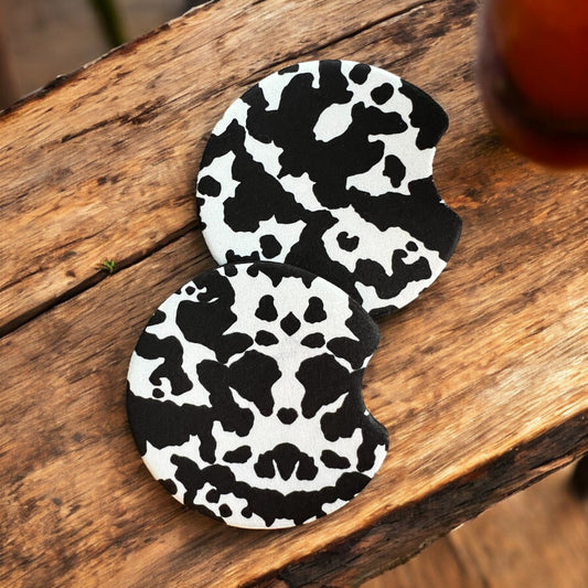 Cow Print Neoprene Car Coaster Set