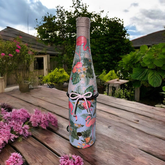 Wine Bottle Incense Burner - Floral Flamingo