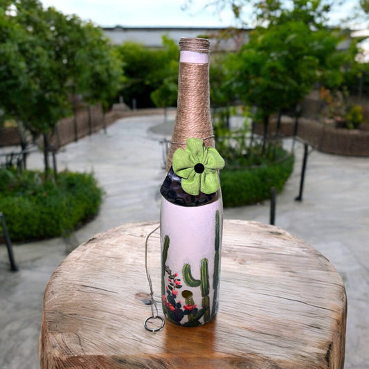 Wine Bottle Incense Burner - Cactus Garden