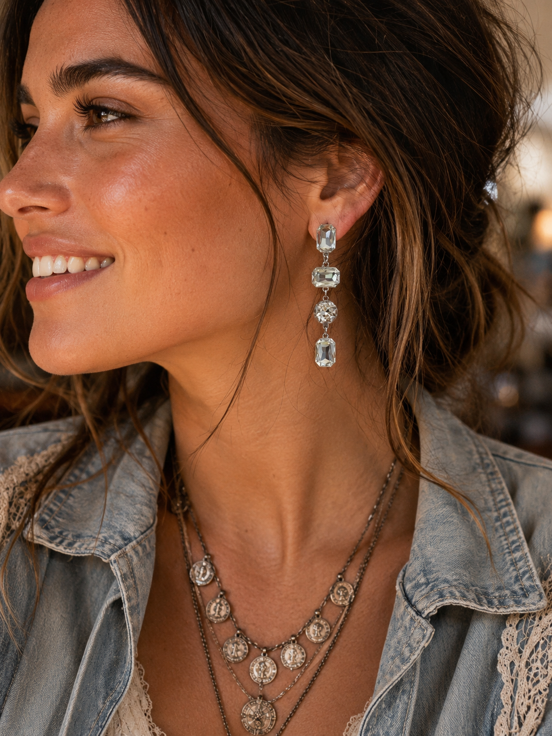 Crystal Cascade Statement Earrings
