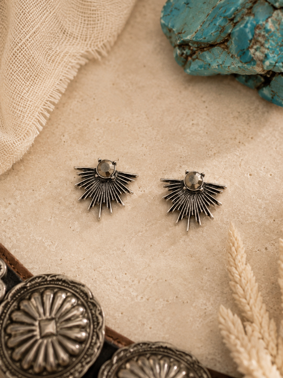 Sunburst Statement Stud Earrings