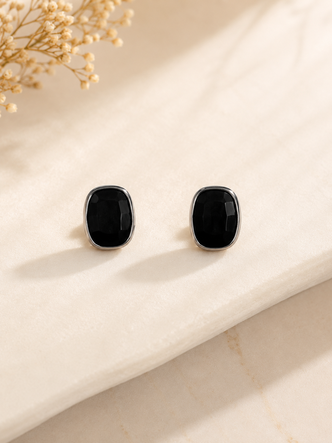 Midnight Noir Faceted Stud Earrings