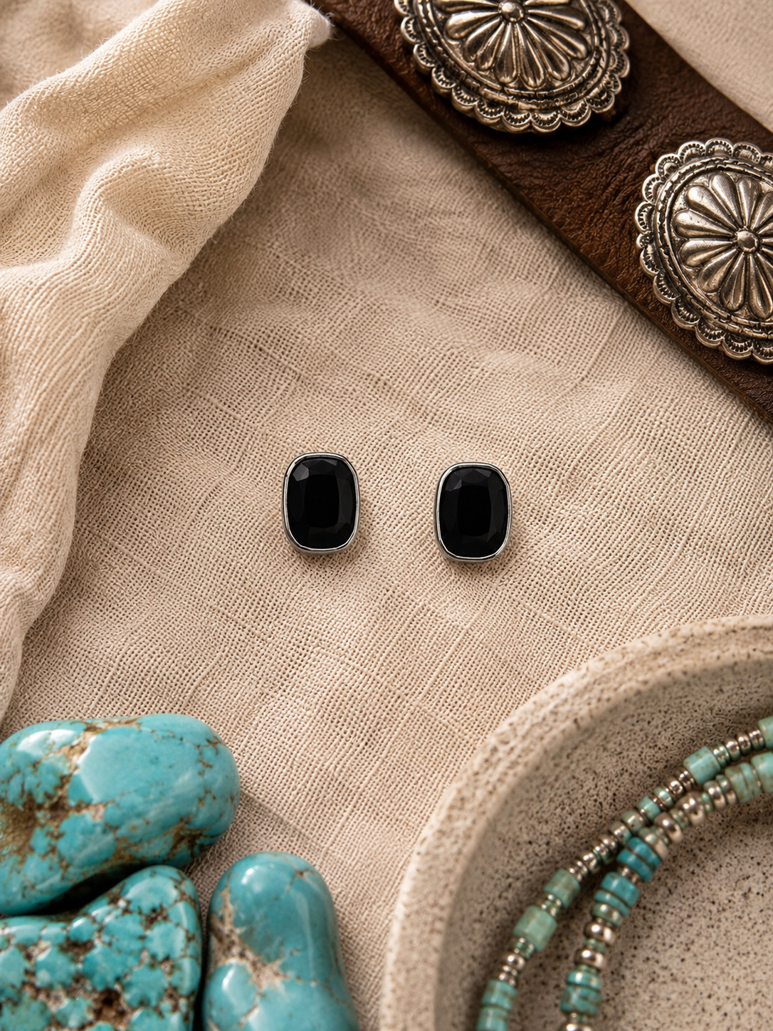 Midnight Noir Faceted Stud Earrings