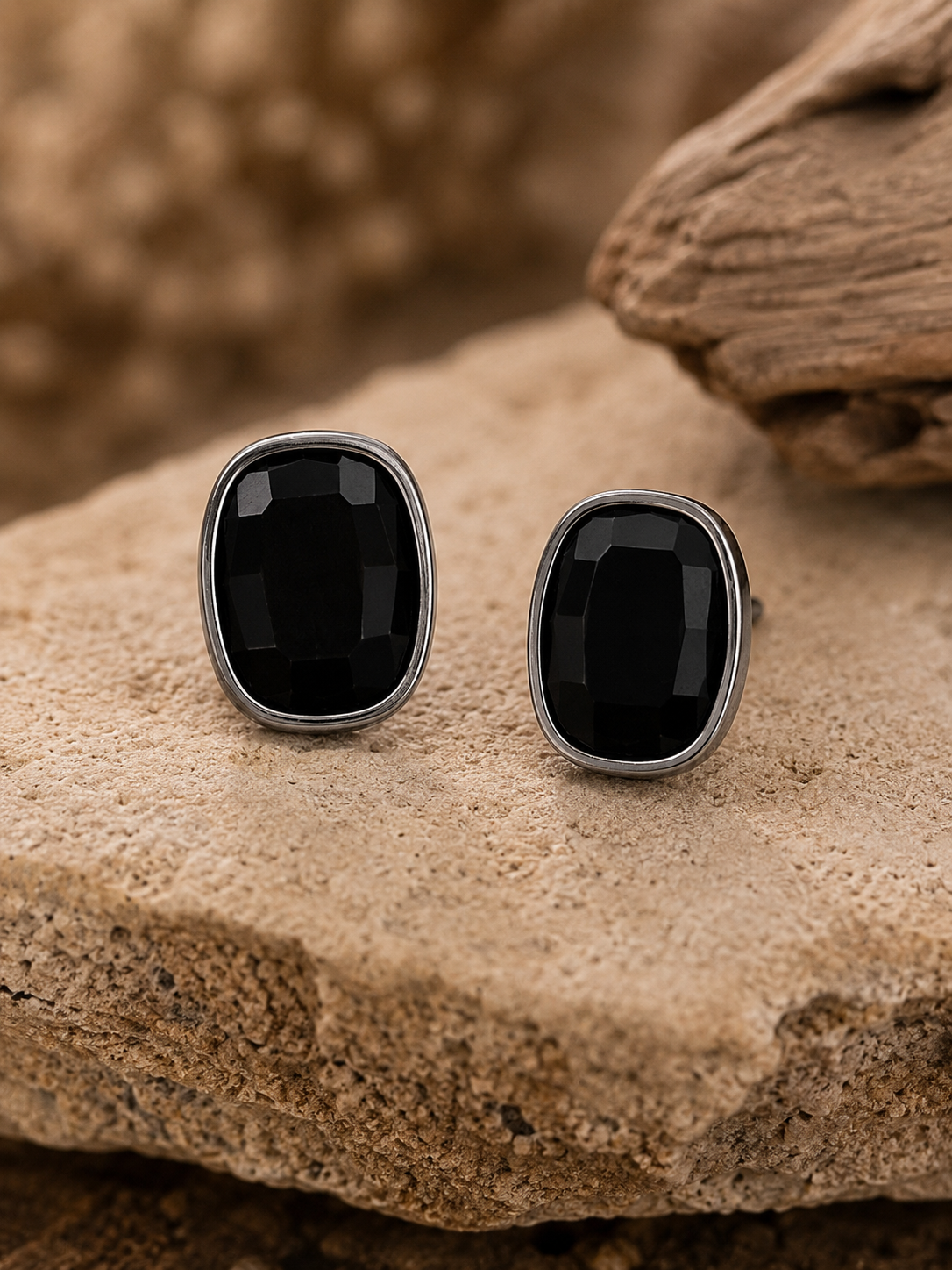 Midnight Noir Faceted Stud Earrings