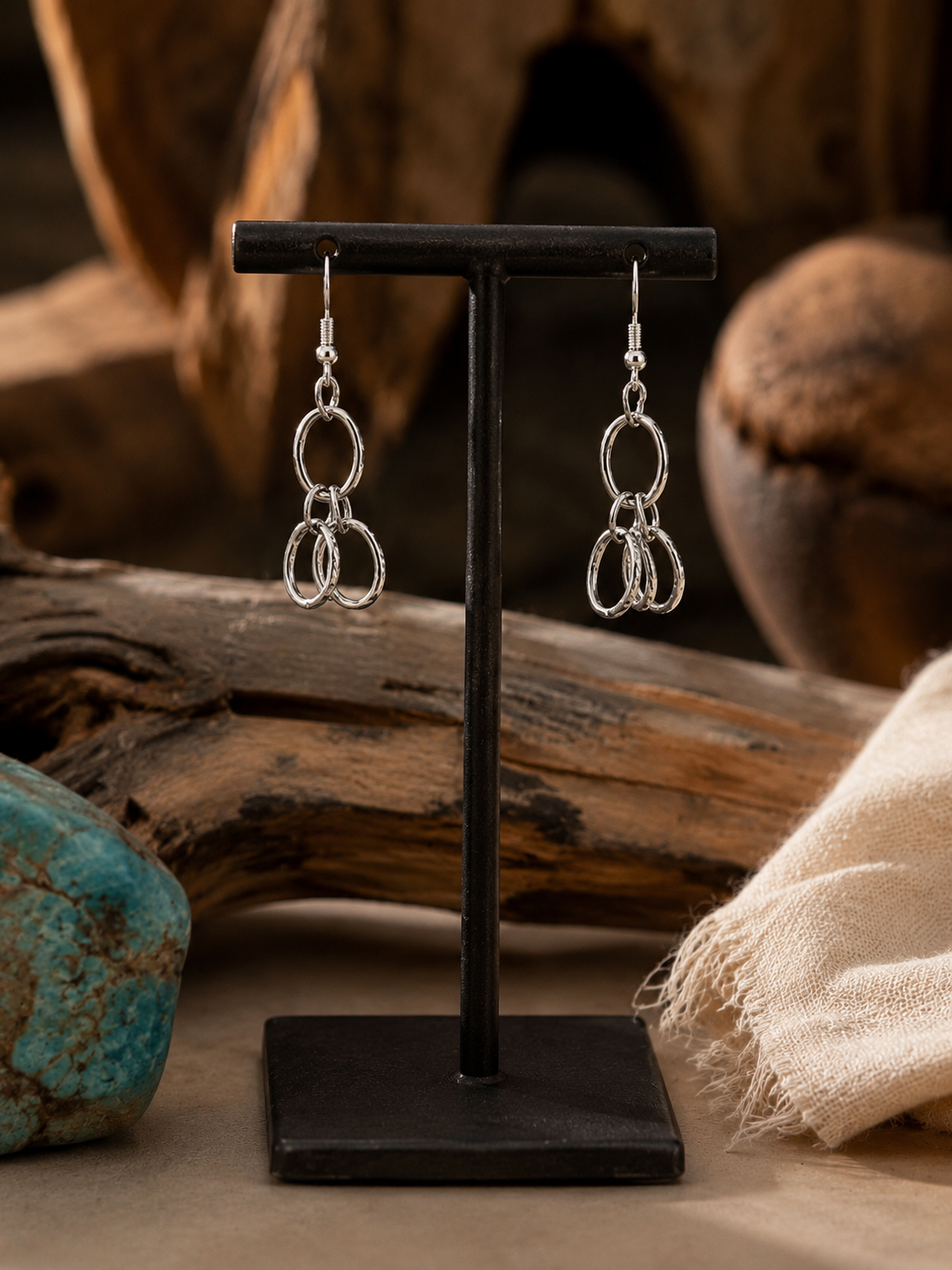 Silver Cascade Link Earrings
