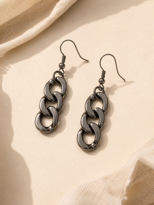 Urban Edge Chain Drop Earrings
