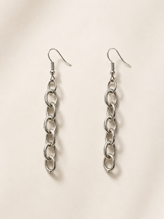 Silver Chain Link Drop Earrings