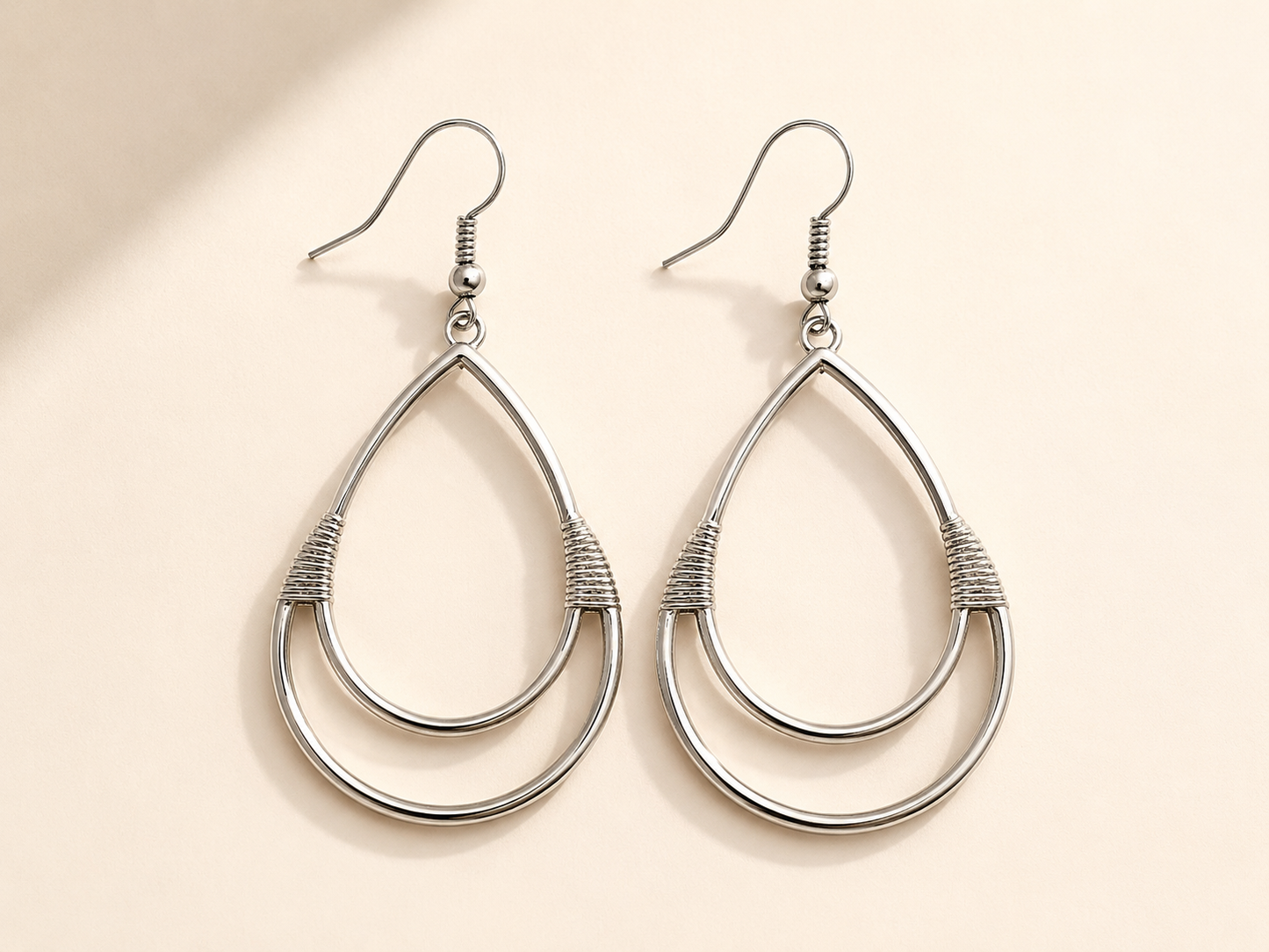 Coastal Silver Teardrop Earrings