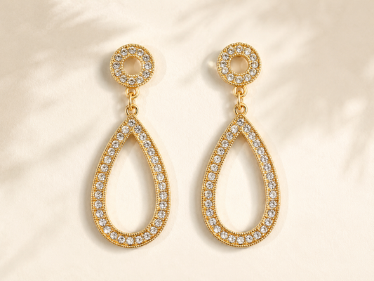 Glamour Glow Gold Teardrop Earrings