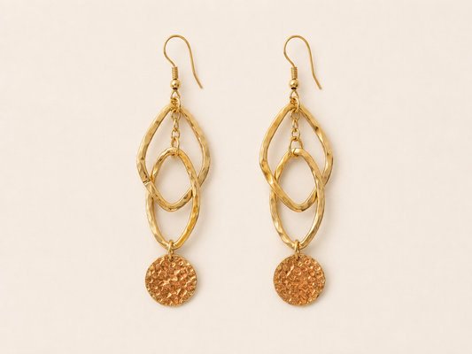 Golden Horizon Hammered Dangle Earrings