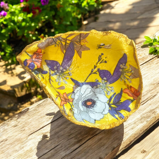 Shell Trinket Dish Decor - Yellow & Purple