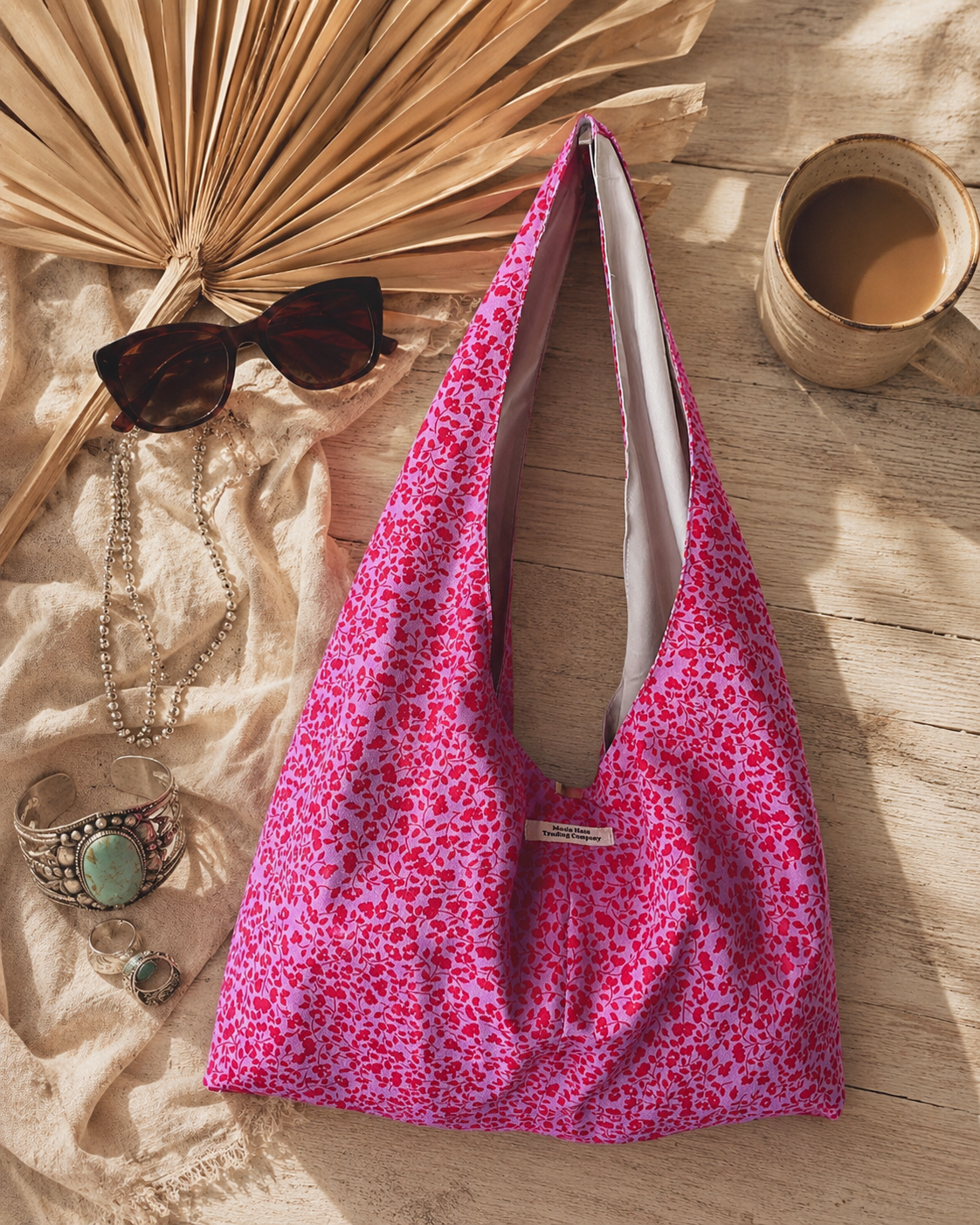 Pink Cottagecore Slouchy Hobo Bag – Handmade Floral Tote