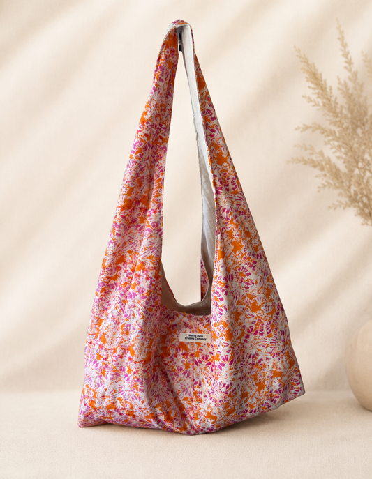 Sunset Bloom Handmade Slouchy Hobo Bag – Boho Floral Tote