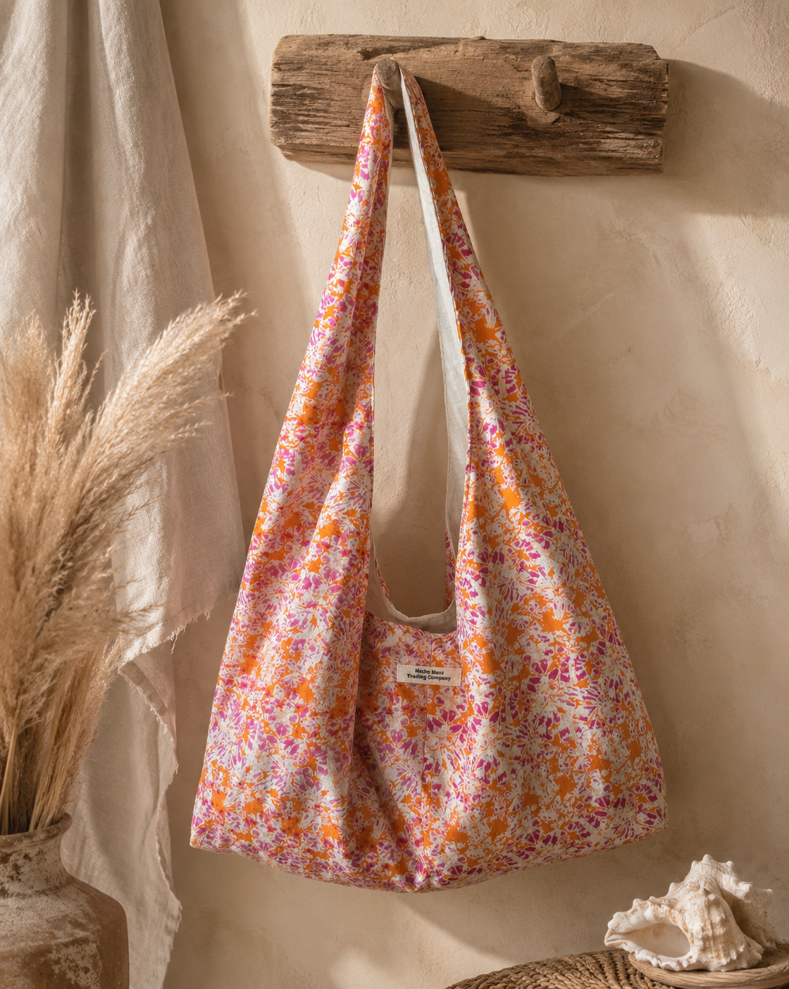 Sunset Bloom Handmade Slouchy Hobo Bag – Boho Floral Tote