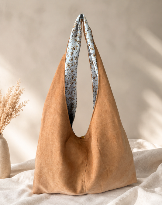 Caramel Suede Slouchy Hobo Handbag | Soft Western Boho Purse