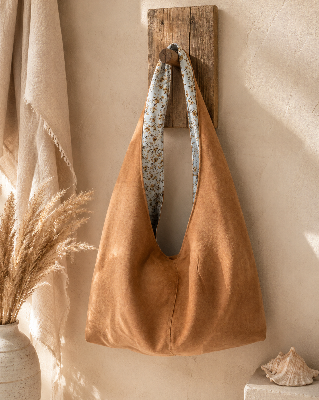 Caramel Suede Slouchy Hobo Handbag | Soft Western Boho Purse