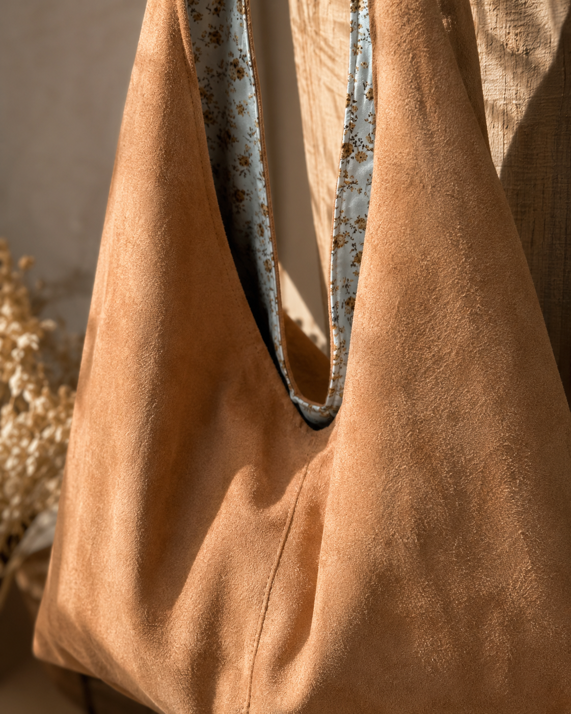 Caramel Suede Slouchy Hobo Handbag | Soft Western Boho Purse