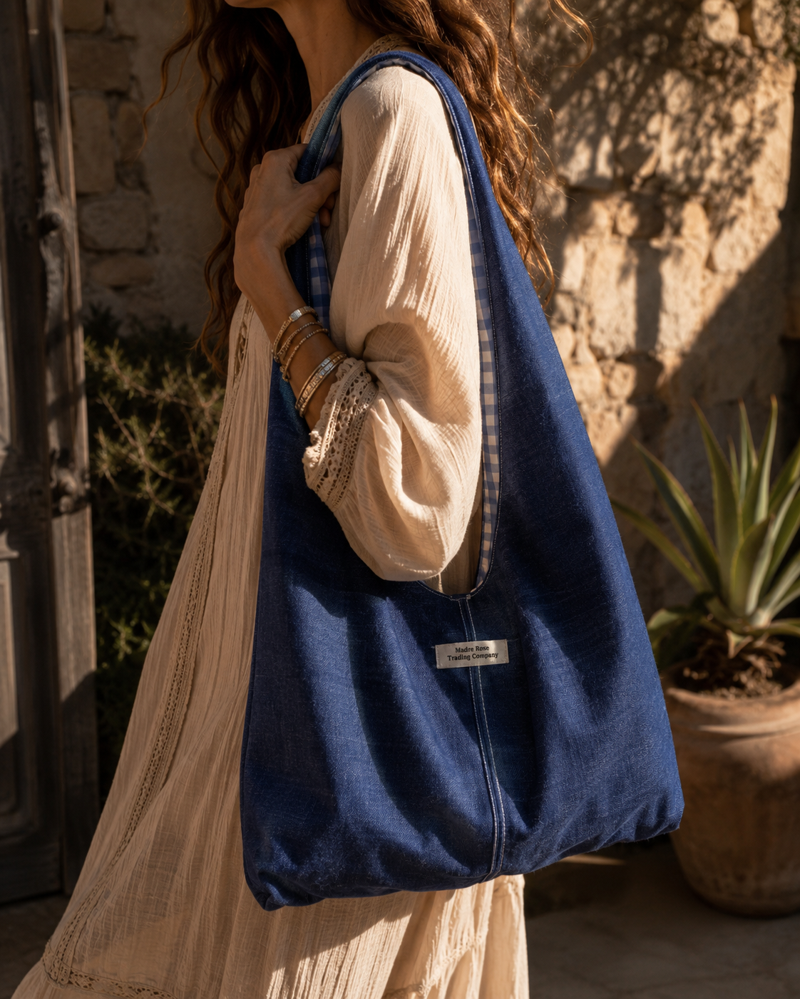 Classic Denim Slouchy Hobo Bag – Handmade Boho Western Coastal Tote