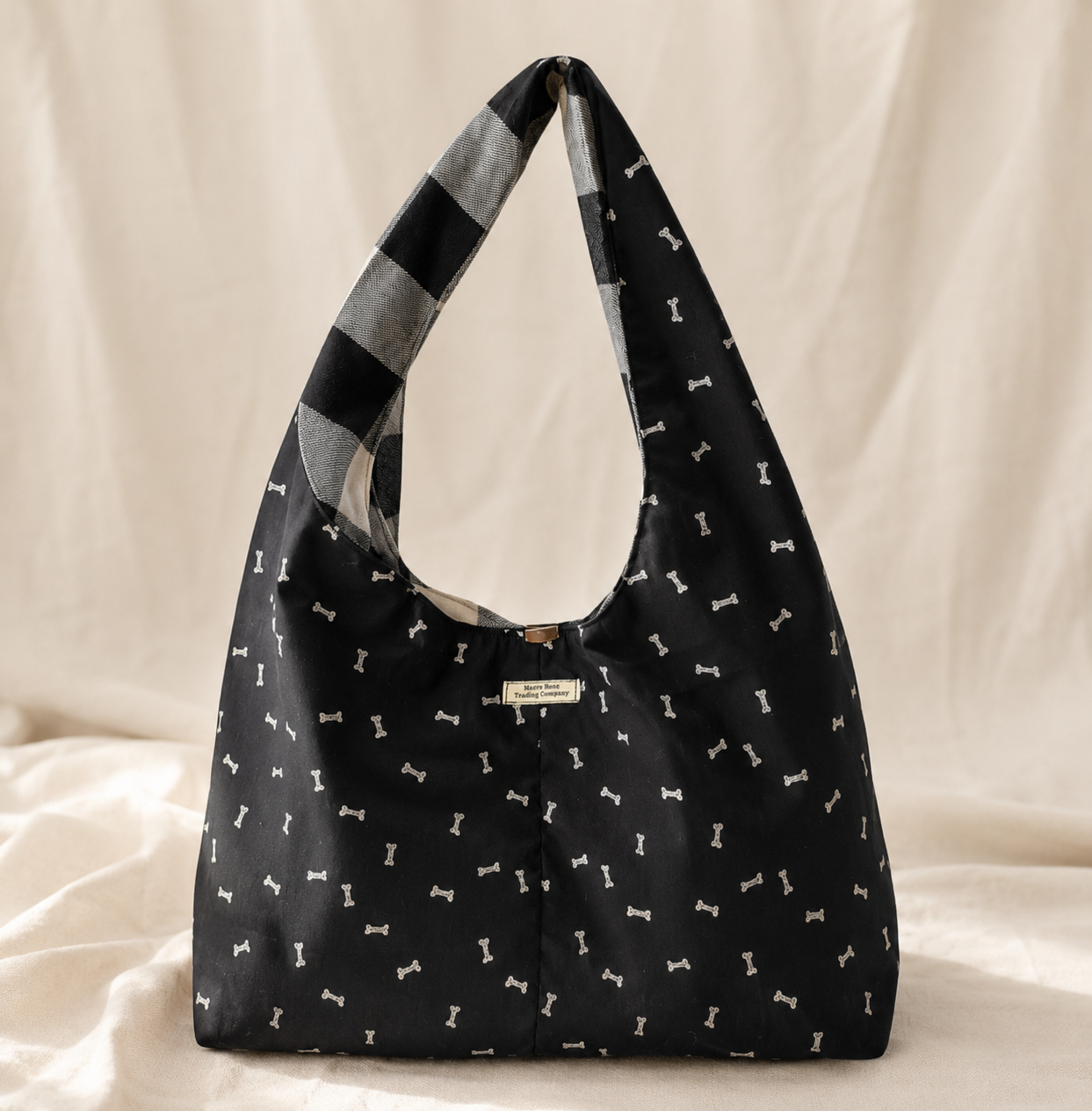 Dog Bone Print Twist Handle Hobo Bag | Handmade Dog Lover Shoulder Purse