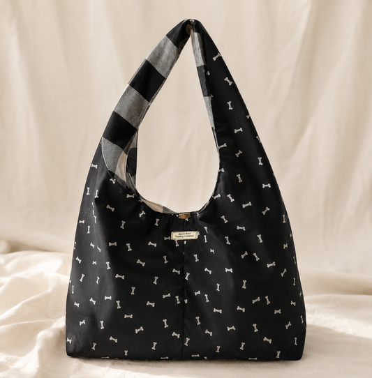 Dog Bone Print Twist Handle Hobo Bag | Handmade Dog Lover Shoulder Purse