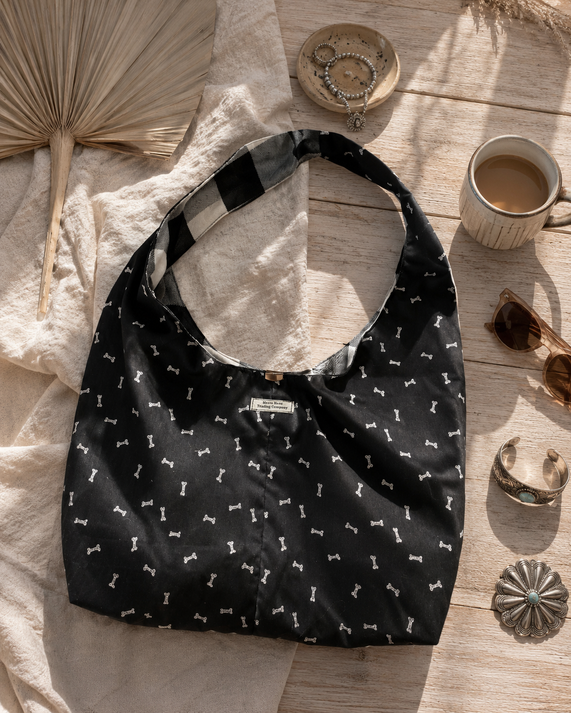 Dog Bone Print Twist Handle Hobo Bag | Handmade Dog Lover Shoulder Purse