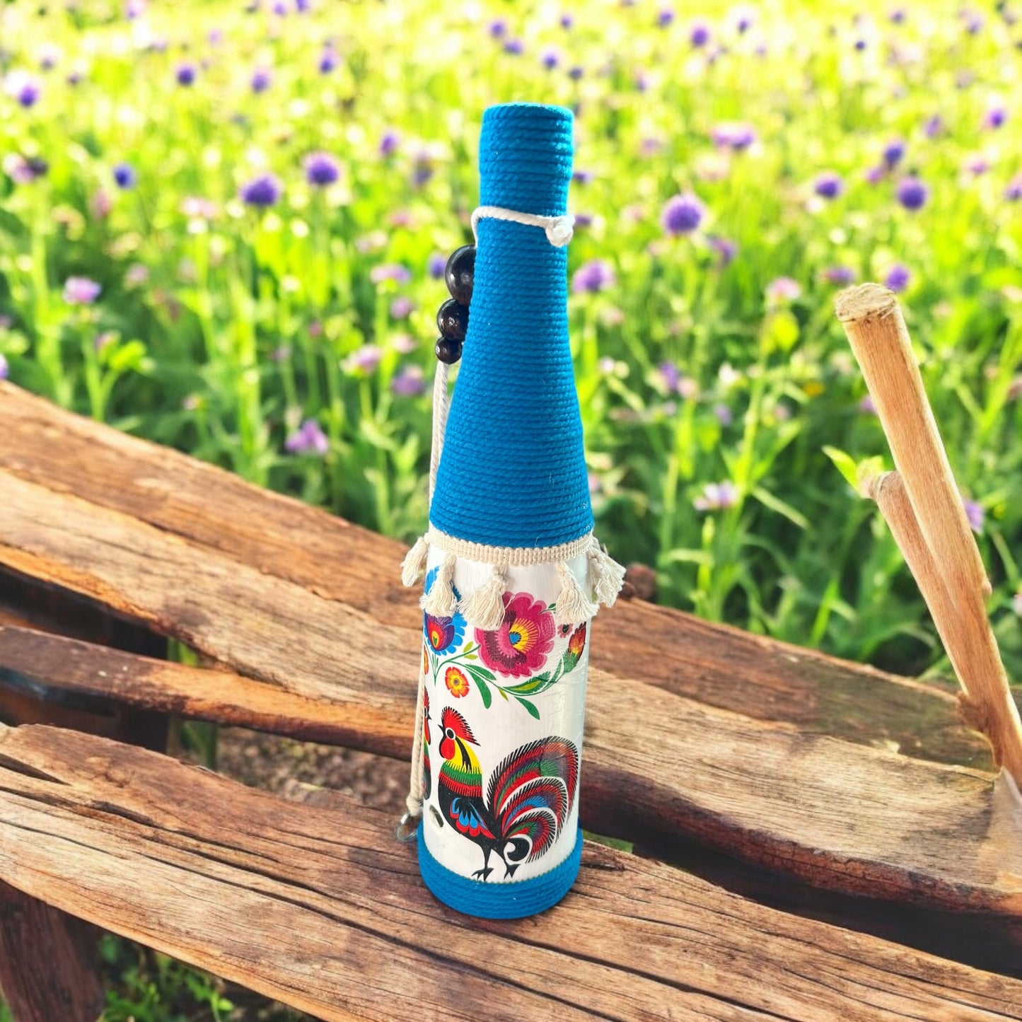 Wine Bottle Incense Burner - Colorful Roosters