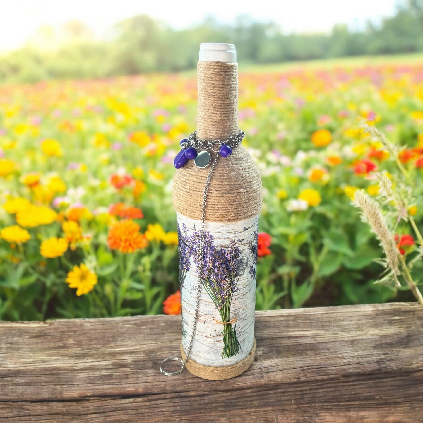 Wine Bottle Incense Burner - Lavender Bunches