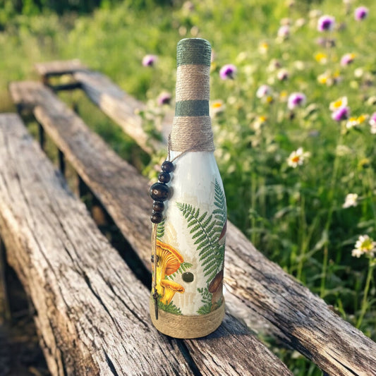 Wine Bottle Incense Burner - Mushrooms