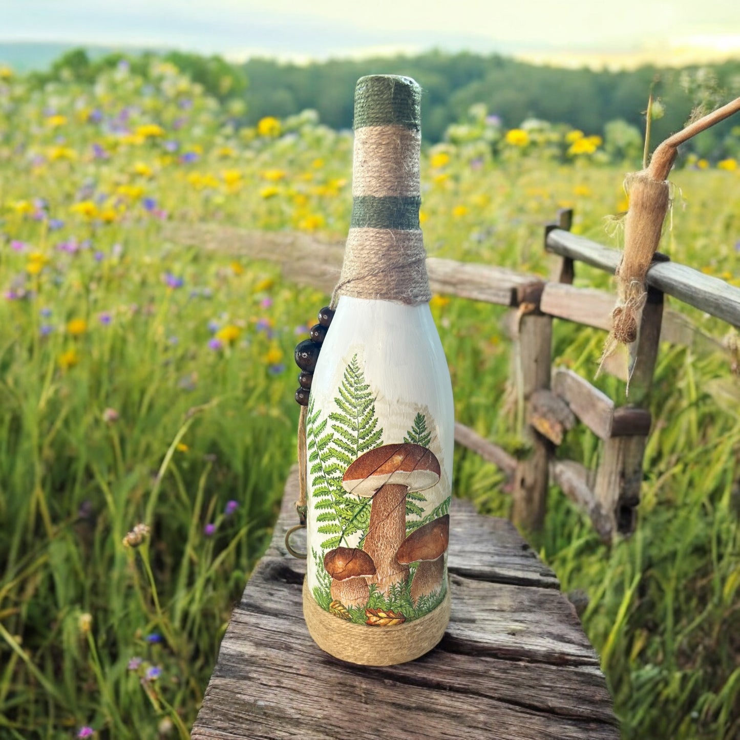 Wine Bottle Incense Burner - Mushrooms