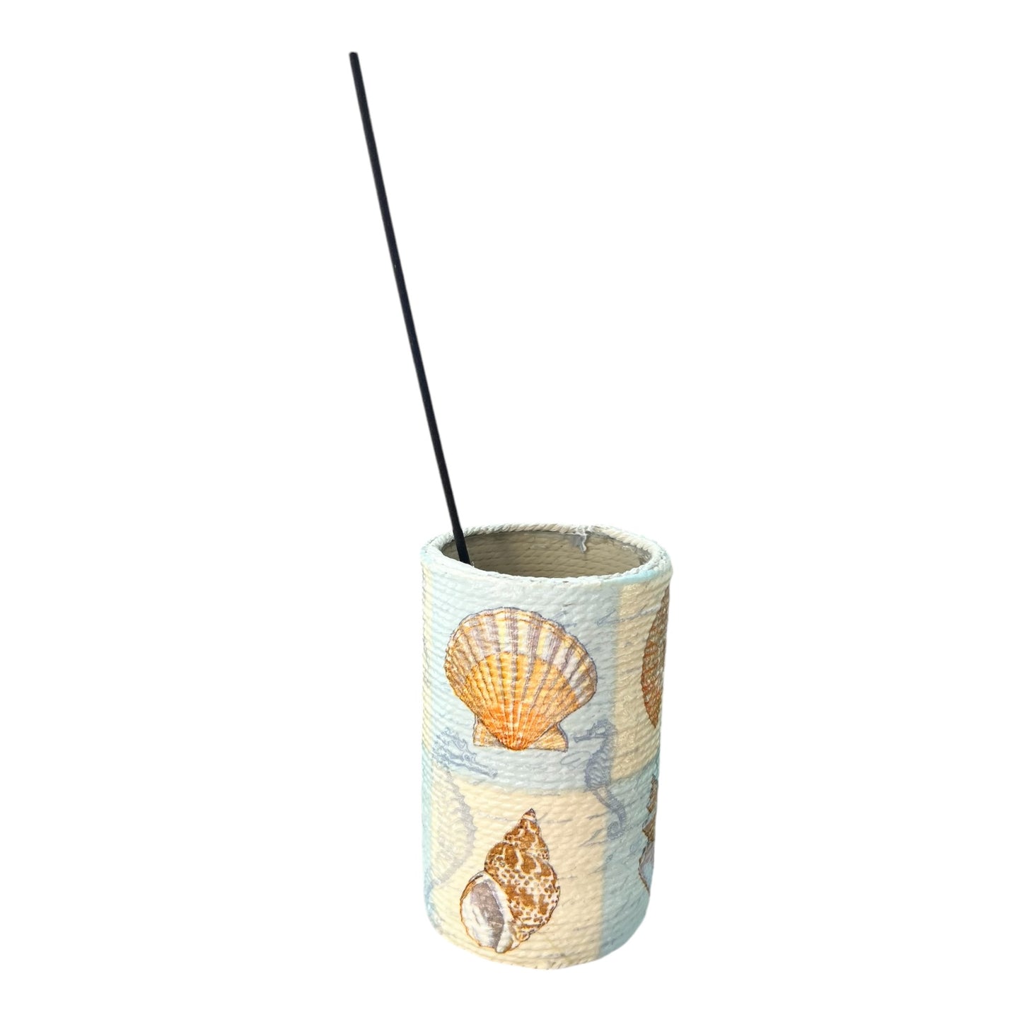 Cut Wine Bottle Incense Burner - Sea Shells