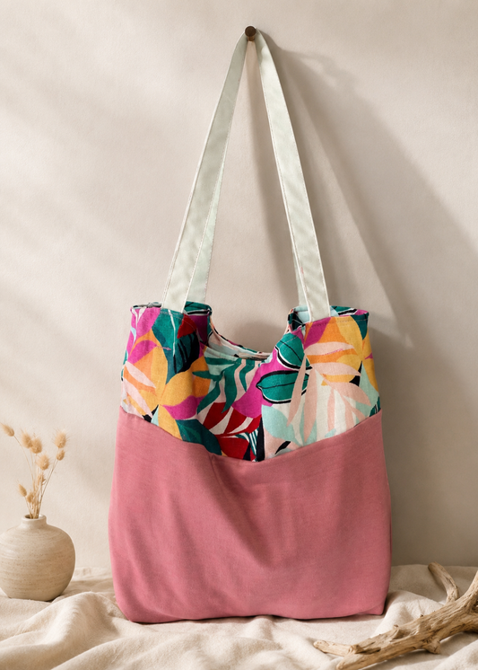 Tropical Breeze Reversible Tote Bag – Handmade Coastal Boho Shoulder Bag