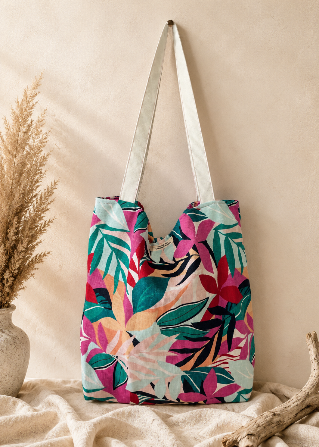 Tropical Breeze Reversible Tote Bag – Handmade Coastal Boho Shoulder Bag