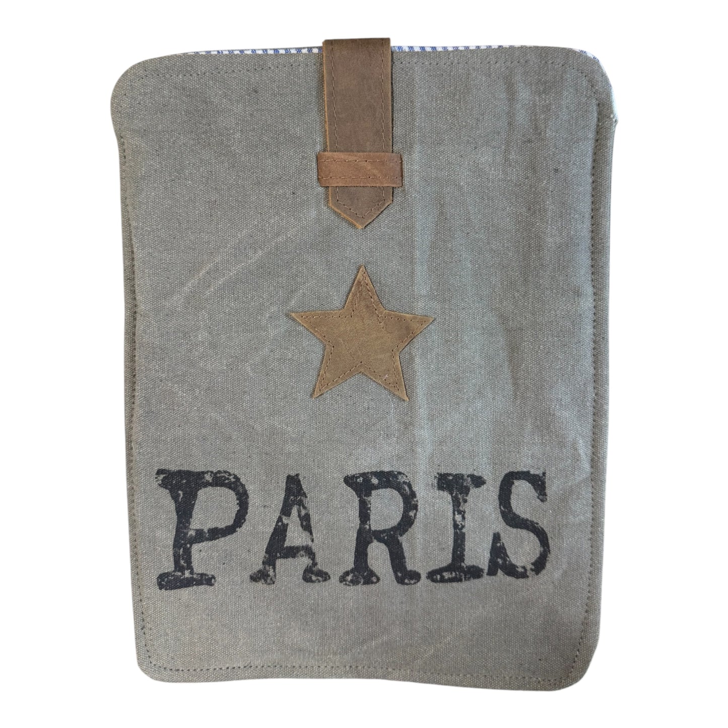 Paris - Canvas & Leather iPad Tablet Sleeve – 12” x 9” Padded Protective Case
