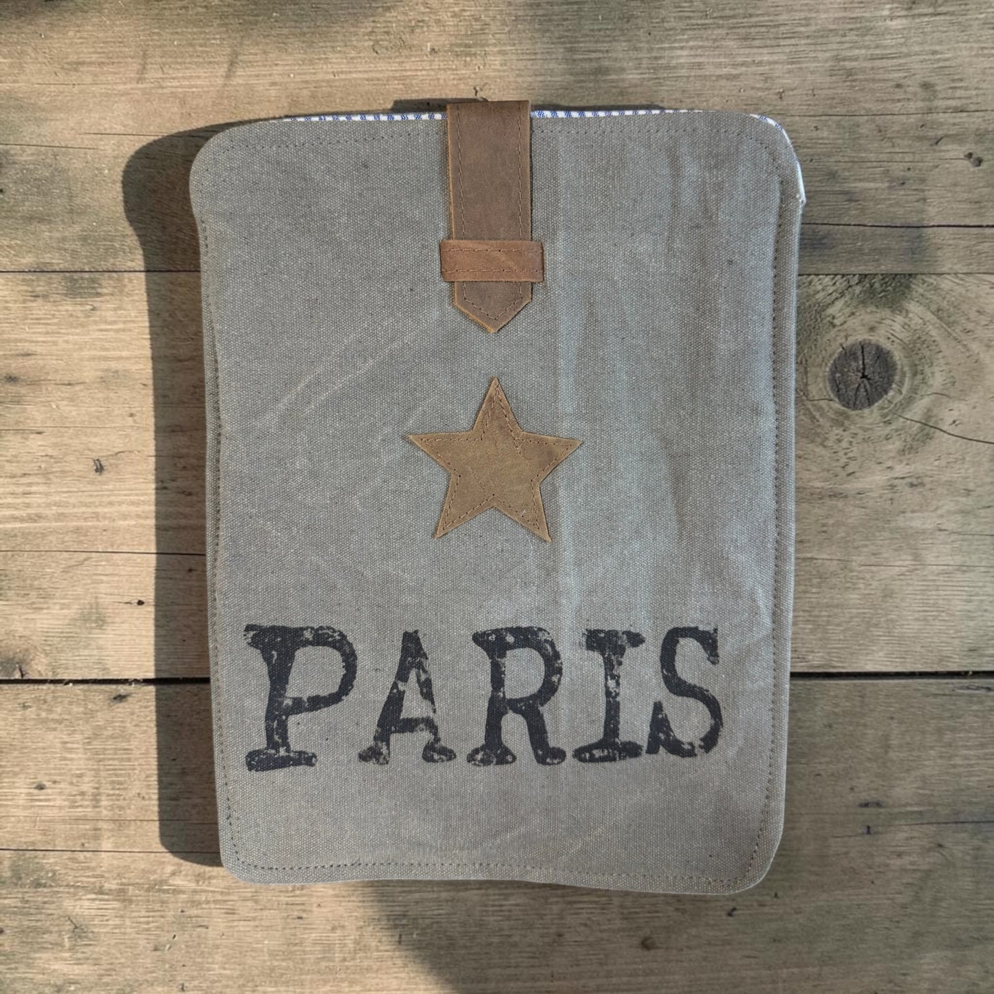 Paris - Canvas & Leather iPad Tablet Sleeve – 12” x 9” Padded Protective Case