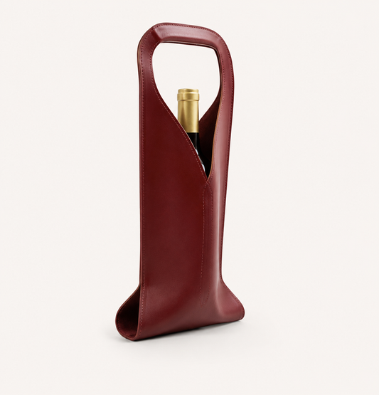 Burgundy Faux Leather Wine Bottle Tote