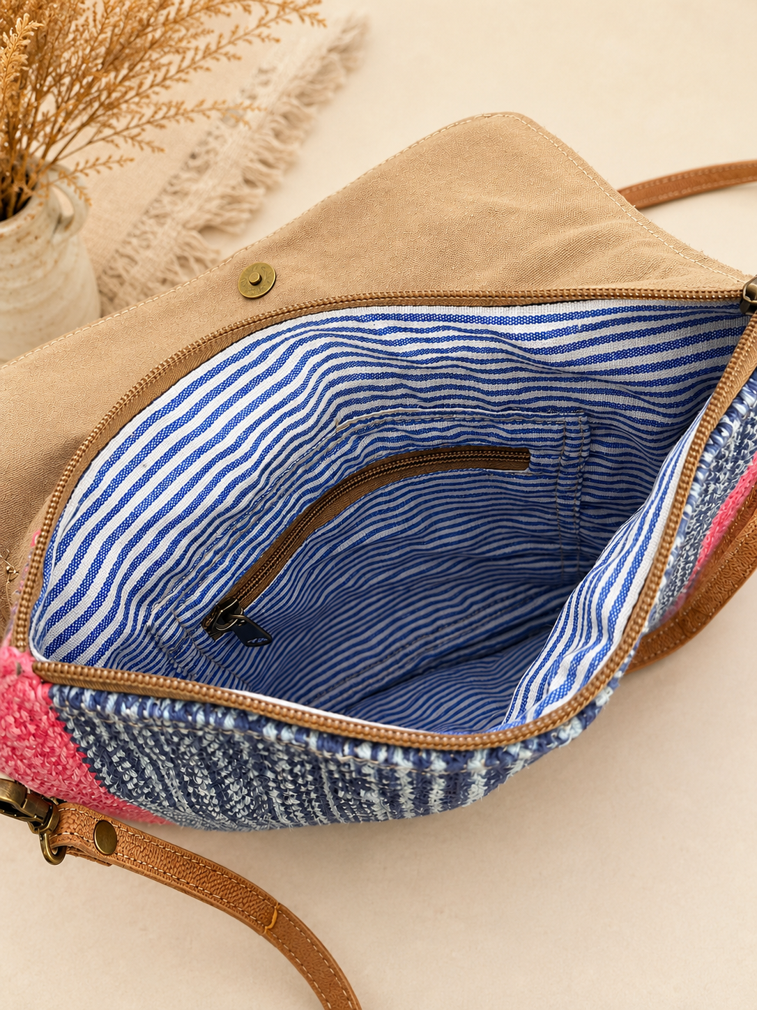 Upcycled Cowhide & Woven Crossbody Bag – Choose Your Hide