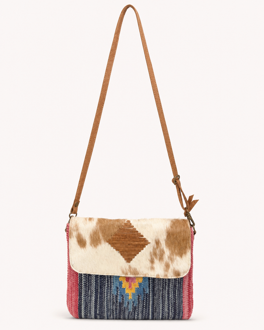 Upcycled Cowhide & Woven Crossbody Bag – Choose Your Hide