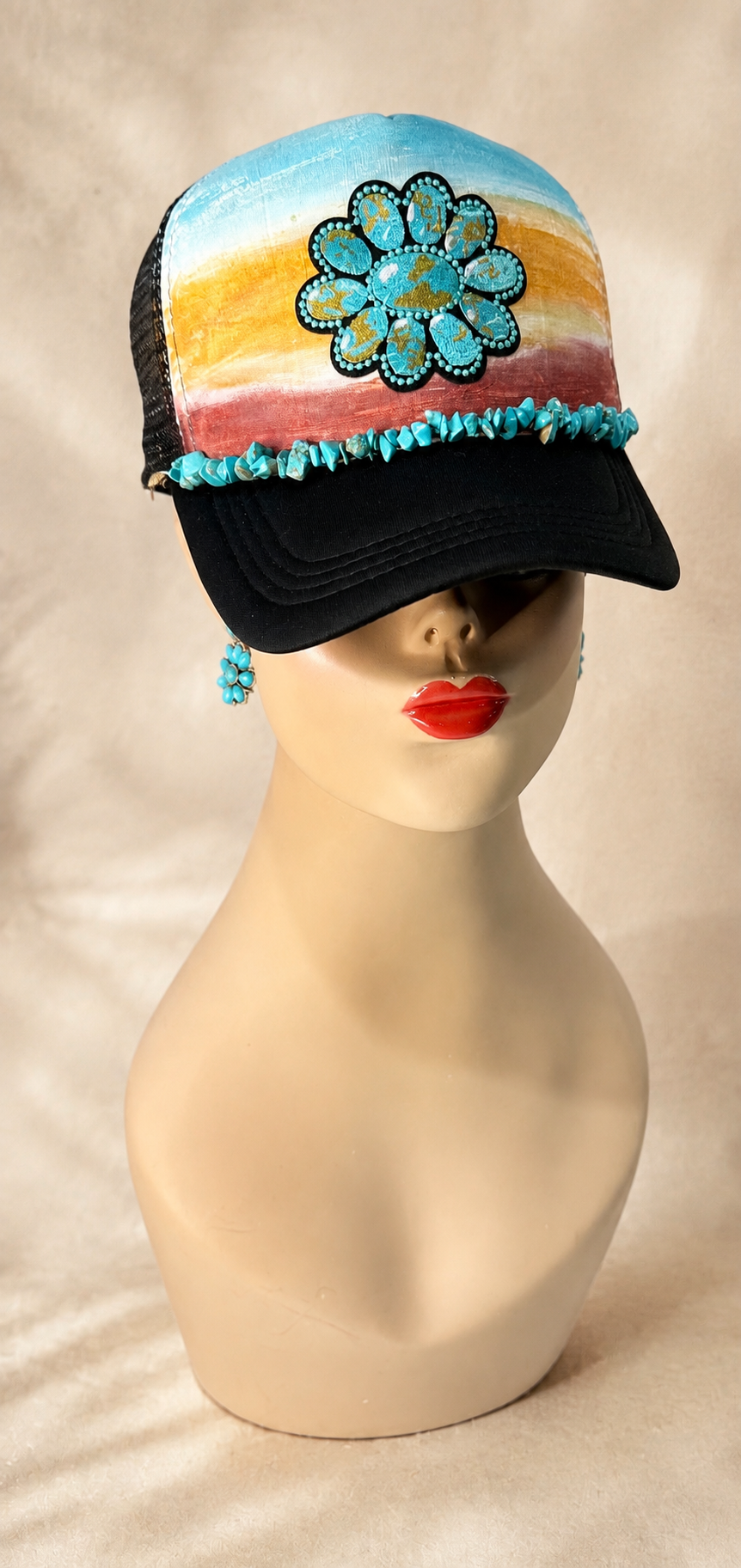 Desert Turquoise Hand-Painted Trucker Hat
