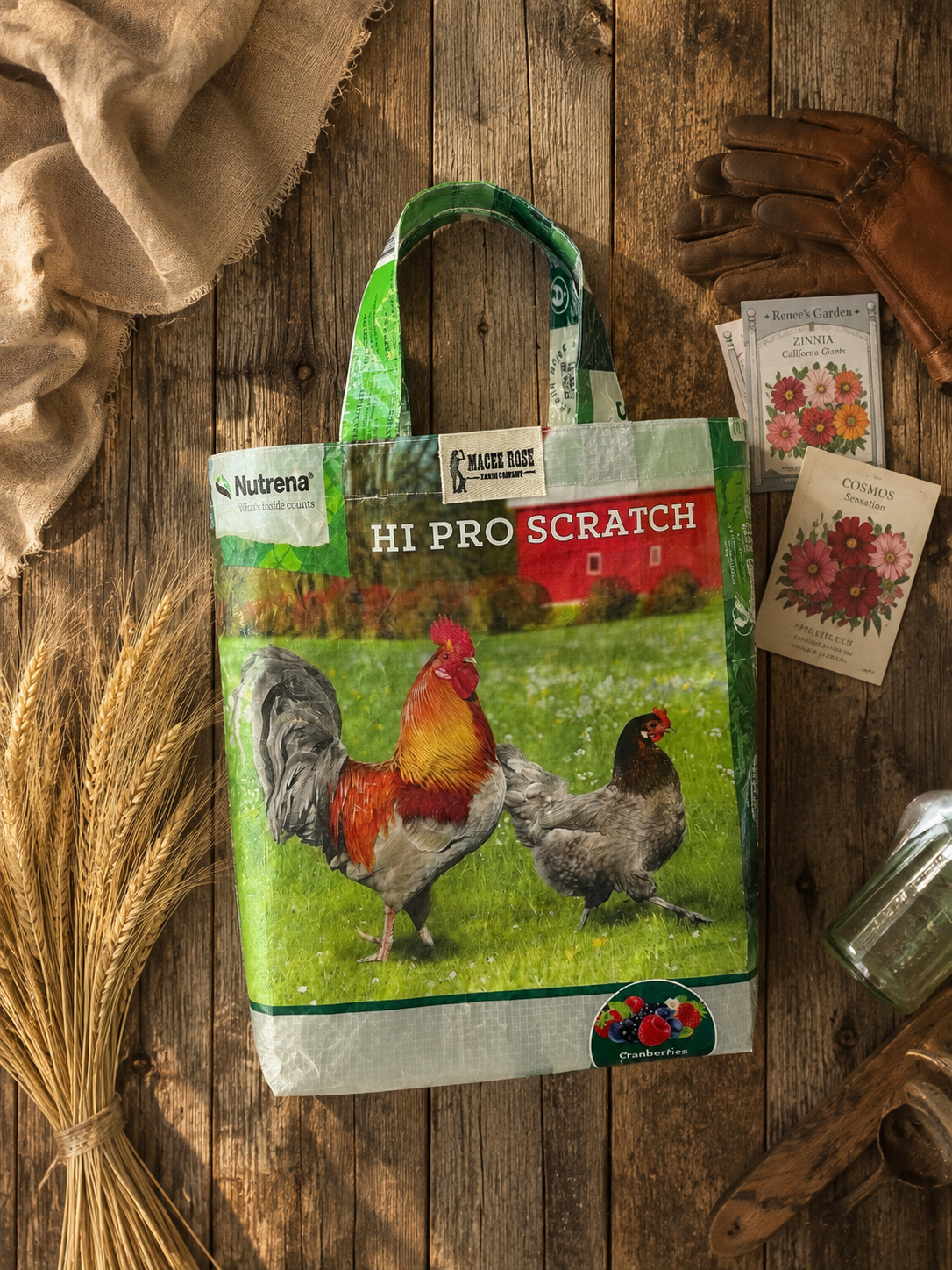 Chicken Scratch Market Tote - From The Feed Sack Collection