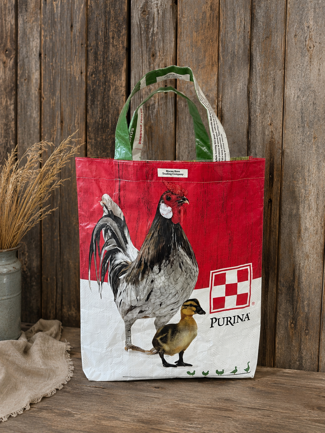 Rooster & Duck Market Tote - From The Feed Sack Collection
