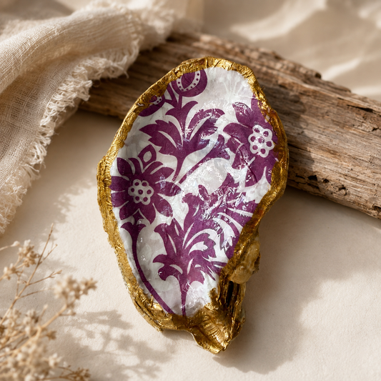 Natural Shell Trinket Dish, Coastal Home Decor - Vintage Plum