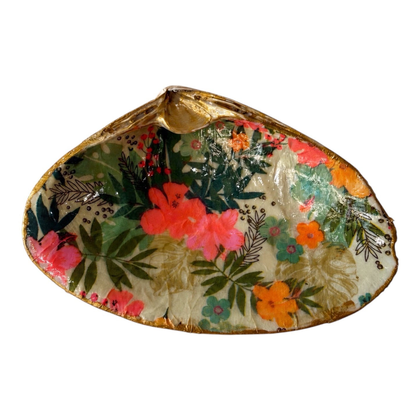Natural Clam Shell Trinket Dish, Coastal Home Decor - Tropical Garden