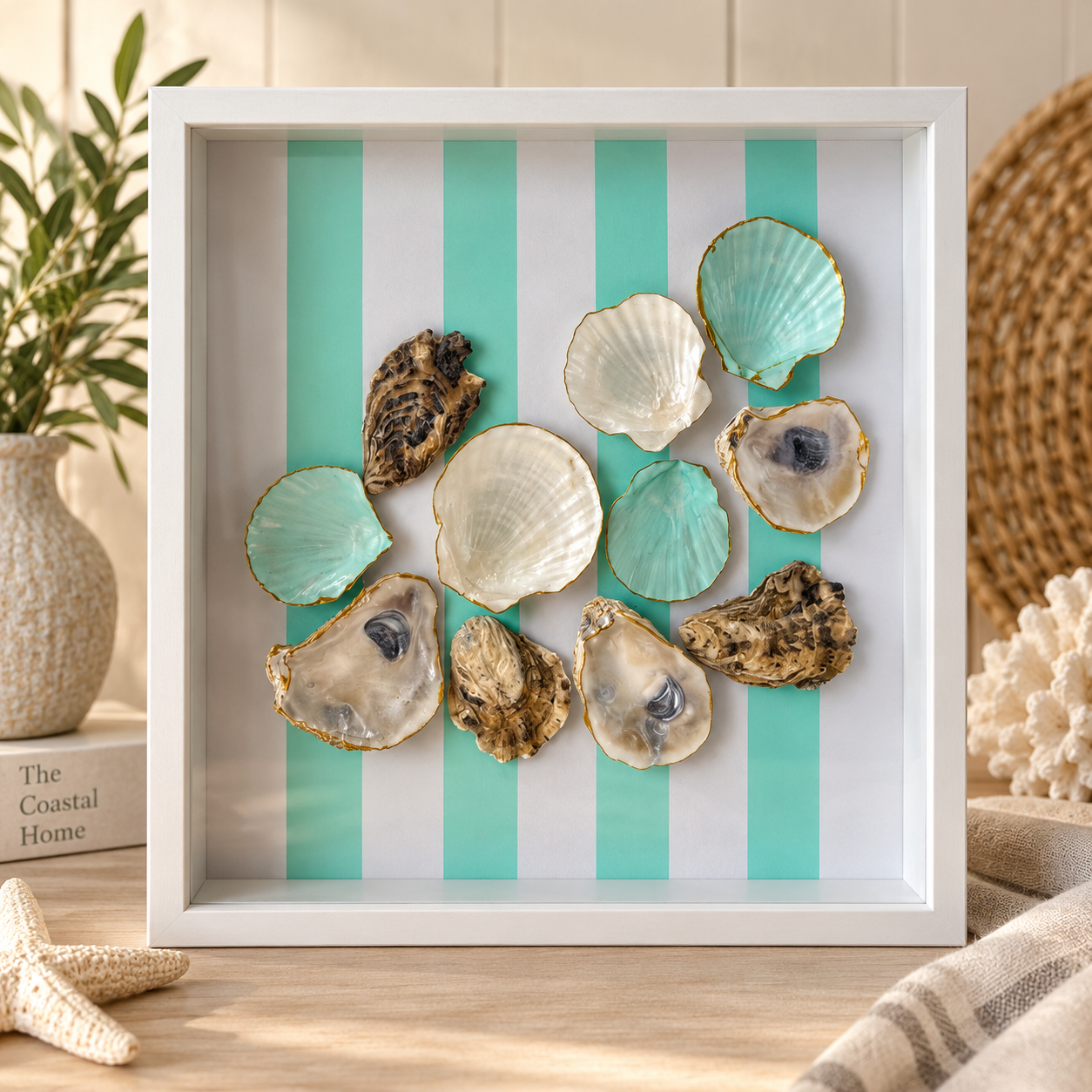 Aqua Tide Handcrafted Shell Shadowbox